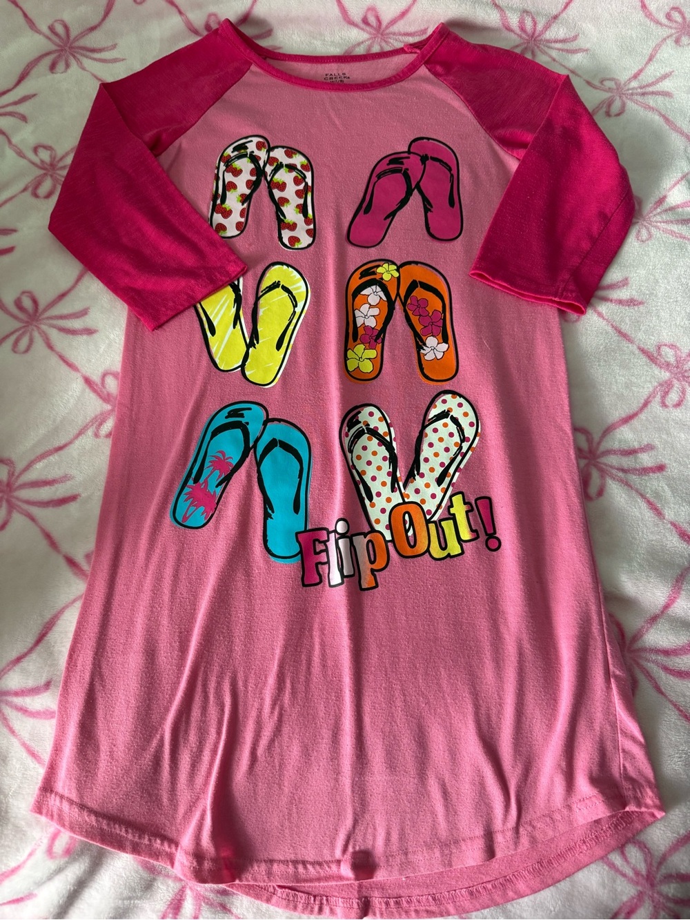 Falls Creek Girls Pink Flip Out Flip-Flop Graphic One-Piece